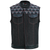 Men's Denim & Leather Motorcycle Vest with Conceal Carry Pockets, SOA Biker Club Vest Red & White Stitching