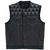 Men's Denim & Leather Motorcycle Vest with Conceal Carry Pockets, SOA Biker Club Vest Red & White Stitching