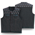 VB927RW Men's Denim & Leather Motorcycle Vest with Conceal Carry Pockets, SOA Biker Club Vest Red & White Stitching