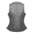 HML1038DG Ladies Lightweight Distressed Gray Leather Vest with Grommeted Twill and Lace Highlights