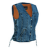 VB1045BL Women's Blue Denim V Neck Vest with Snap opening & side laces