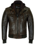VL551CBr Vance Leathers' Mens Vincent Brown Waxed Premium Cowhide Motorcycle Leather Jacket With Removeable Hoodie