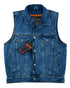 VB917Bl Men's Blue Denim Vest with Collar