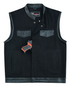 VB914L Denim Black Club Vest with Leather trims