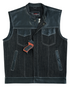 VB912BK Men's Denim & Leather Vest with White Stitching