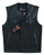 VB913BK Men's Collarless Black Denim & Leather Vest