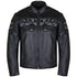 VL535 Reflective Skull Premium Cowhide Leather Motorcycle Jacket