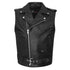 VL926 Men's Premium Naked Leather Classic Motorcycle Vest Plain Side & Belted Waist