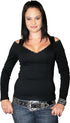 VB051 / VB151 Ladies Shirt with Open Shoulders and Rhinestones