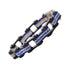 VJ1102 Two Tone Black and Candy Blue Ladies Bike Chain Bracelet with Blue Crystal Centers