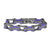Two Tone Silver and Purple Bike Chain Bracelet with White Crystal Centers