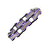 VJ1109 Two Tone Black and Purple Ladies Bike Chain Bracelet with White Crystal Centers