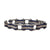 Two Tone Silver and Candy Blue Ladies Bike Chain Bracelet with White Crystal Centers