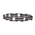 VJ1115 Two Tone Silver and Candy Blue Ladies Bike Chain Bracelet with White Crystal Centers