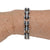 Vance Leather's Bracelets Two Tone Silver and Black Bike Chain Bracelet with White Crystal Centers