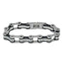 VJ1116 Two Tone Silver and Black Bike Chain Bracelet with White Crystal Centers