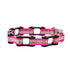 VJ1119 Two Tone Black and Pink Ladies Bike Chain Bracelet with White Crystal Centers