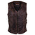 HML1037VB Ladies Vintage Brown Premium Leather Concealed Carry Motorcycle Vest